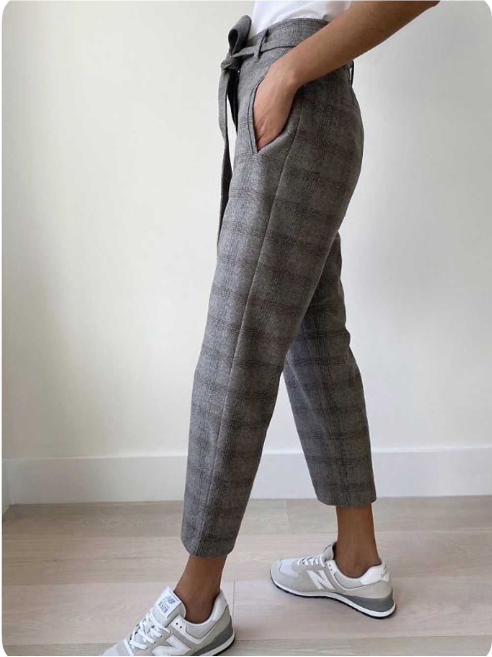 Aritzia Wilfred Tie-Front Plaid pant in brown rust/pow